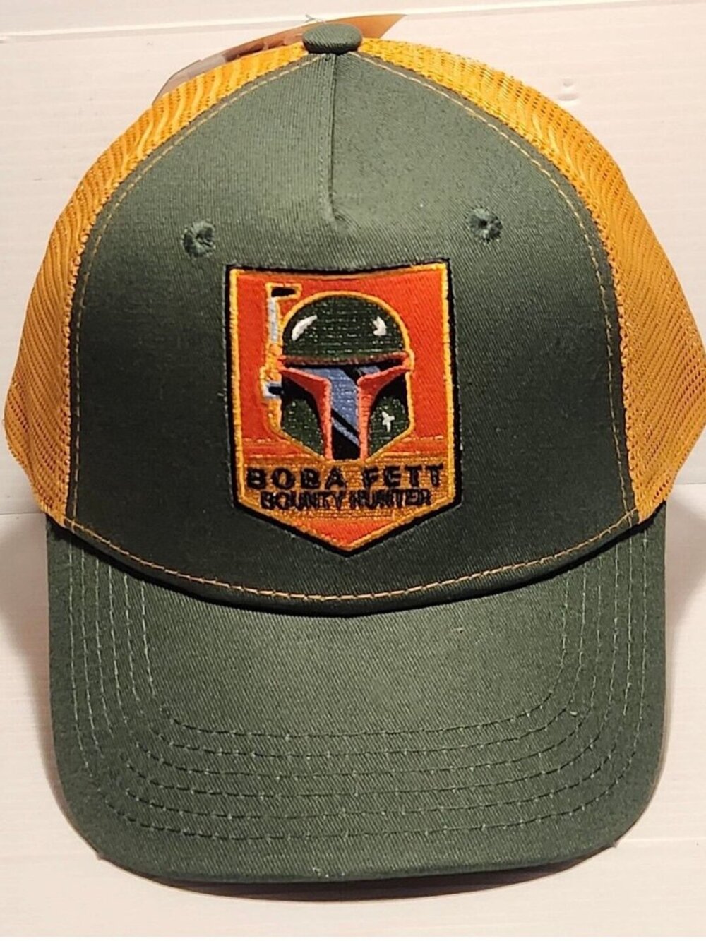 Star Wars Boba Fett Trucker Hat Snapback Mesh Green Orange Bounty Hunter NWT